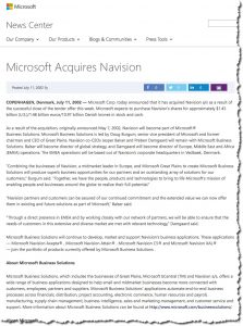 Microsoft acquires Navision