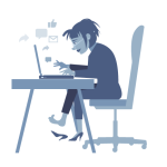 Woman sitting at desk working on a laptop